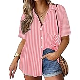 TIYOMI Plus Size Short Sleeve Button Down Shirts for Women Summer Tops Casual Blouses XL-5XL