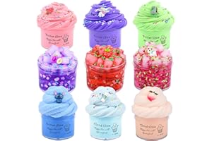 AEYIAKOV 9 Pack Slime Kit, with 3 Jelly Cube Crunchy Slime and 3 Cloud Slime and 3 Butter Slime, Soft Stretchy Clear Crunchy Slime, for Stress Relief Toy Girls Boys, Birthday Gift, Kids Party Favors