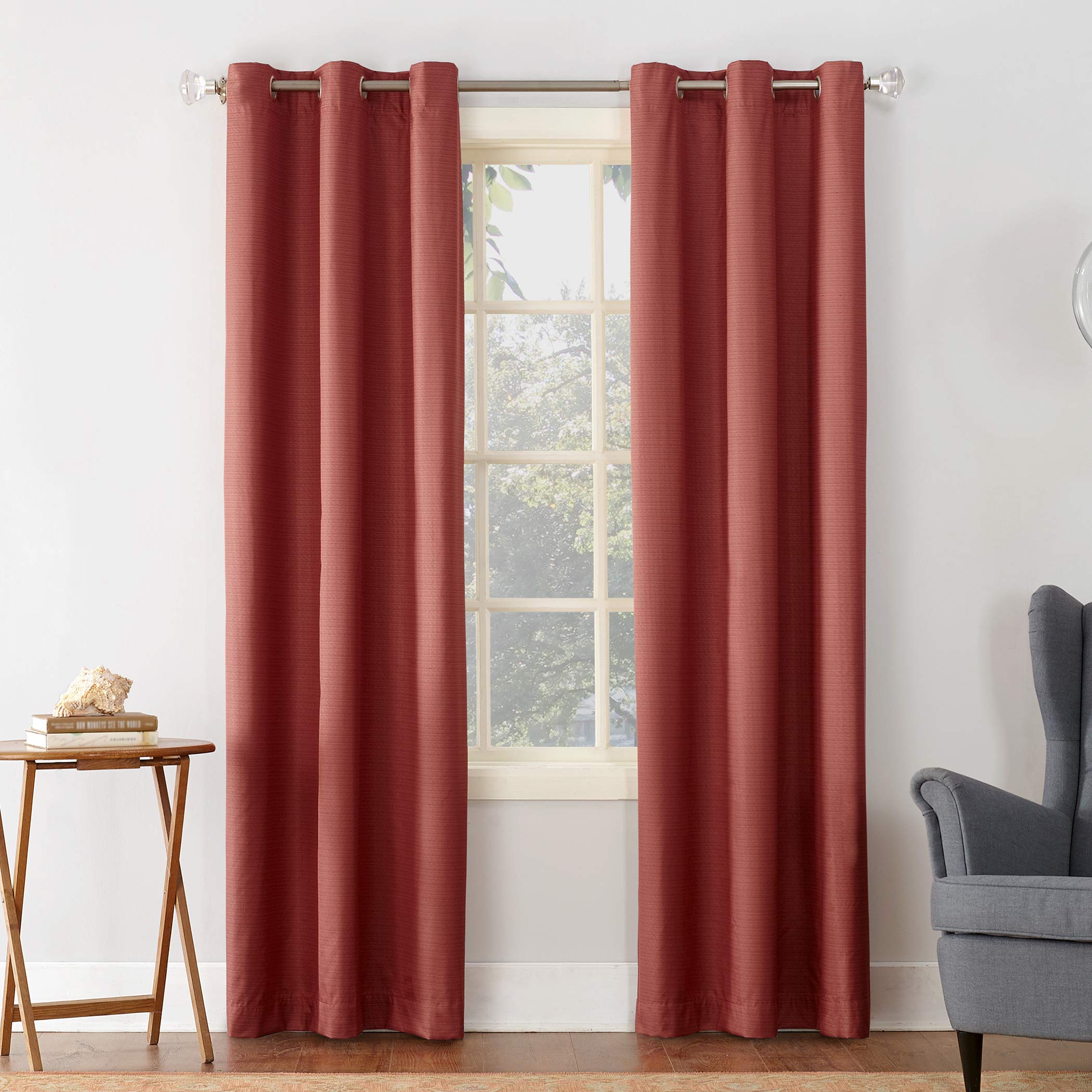 Sun Zero Cooper Thermal Insulated Energy Efficient Grommet Curtain Panel, 40" x 84", Red
