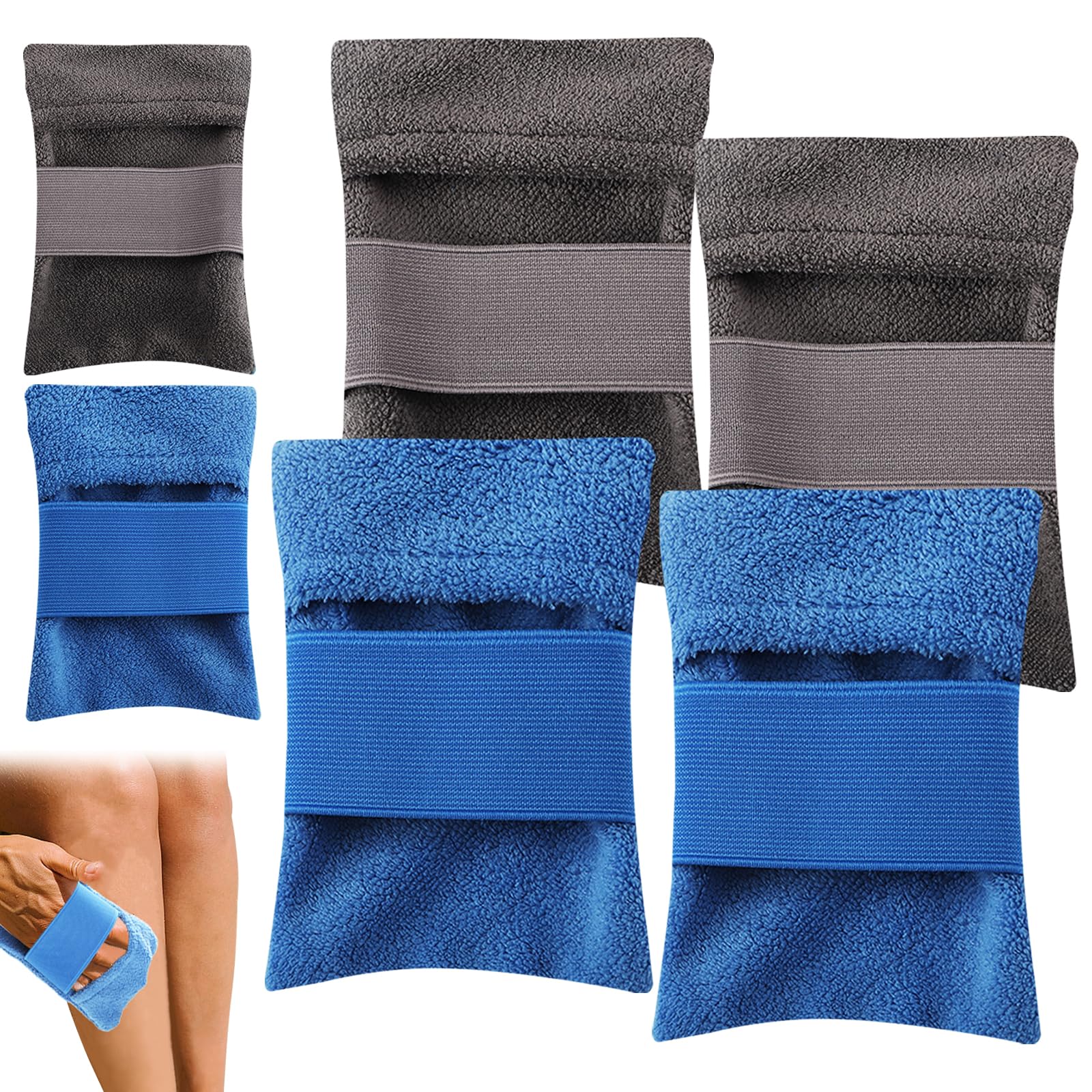 BigKing Sand Remover for Beach, 6 Pcs Coral Velvet Material Beach Sand Cleaner Mitt, Portable Beach Sand Remover Glove for Ocean Beach(Blue, Gray)