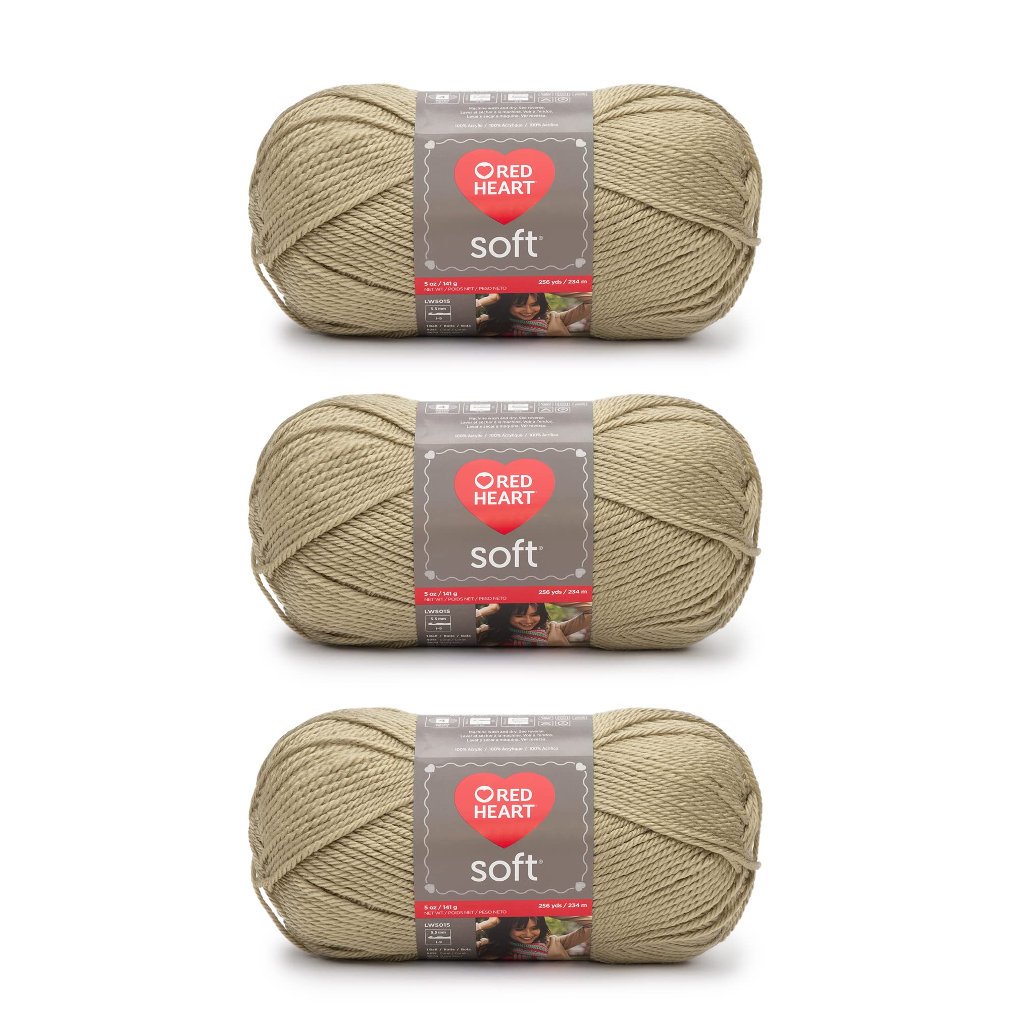 Red Heart Soft Yarn, 3 Pack, Wheat 3 Count