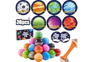 FUNEWEST Valentines Day Gifts for Kids, Valentines Day Cards for Kids, 28 Valentines Galaxy Slime Card Bulk, Valentine Exchange Cards for Girls Boys School Class Classroom Party Favors Age 3 Year and Up