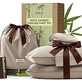 Bedsure Cooling Sheets, Rayon Derived from Bamboo & Cotton Blend, GentleSoft, Breathable, Queen Sheet Set, Deep Pocket Up to 18 Inches, Hotel Luxury Bedding for Hot Sleepers, Simply Taupe