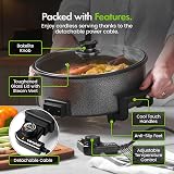 VonShef Electric Frying Pan 5L 1500W 30cm Non-Stick Skillet with Glass Lid view 4