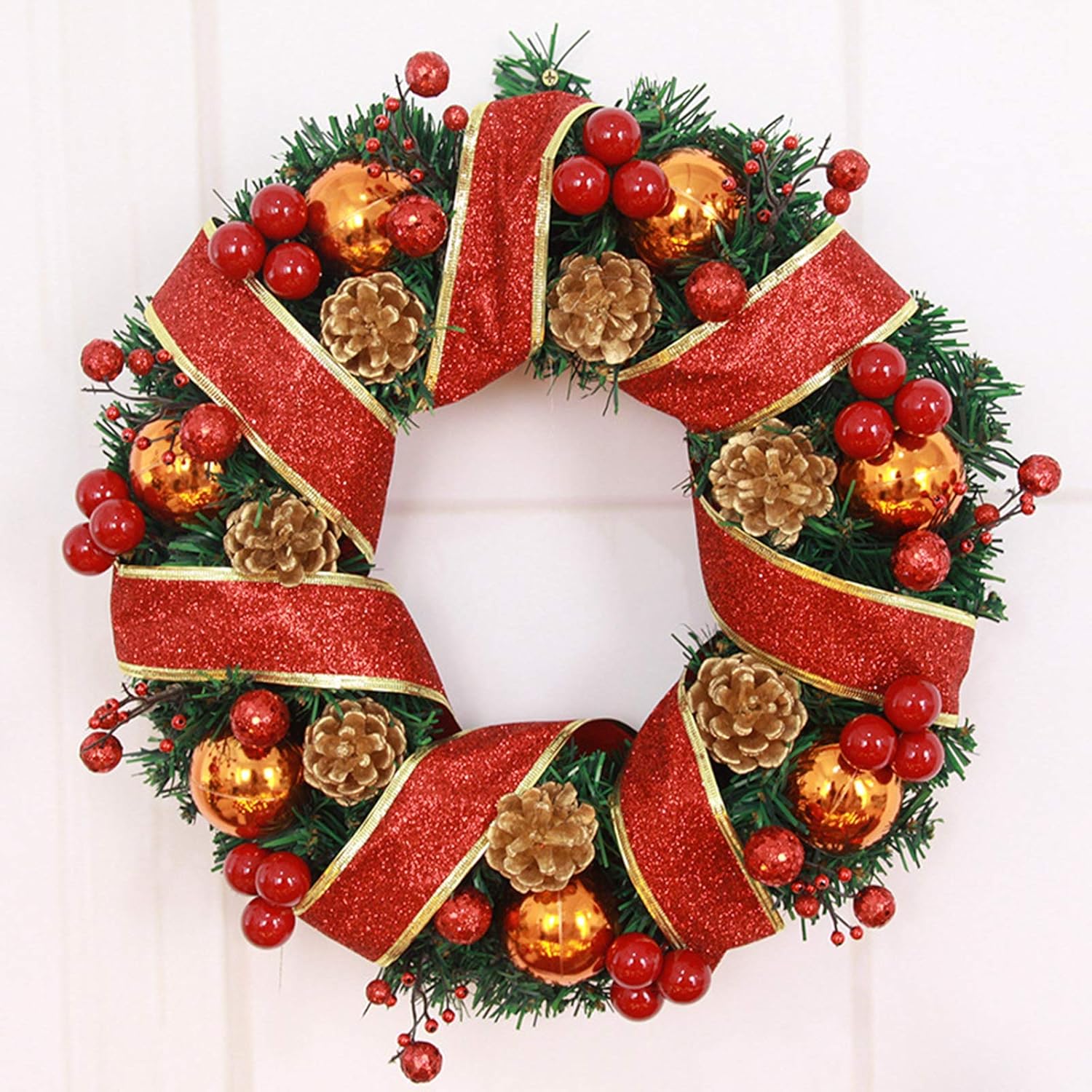 DYJELWD Christmas Door Wreath 23.6" Pine Artificial