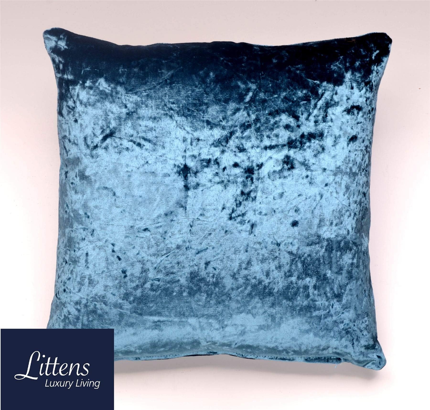 SW Living 4 x 18 x 18 Aqua Blue Crushed Velvet Shimmer Plush Reversible Cushion Cover UK Made (45cm x 45cm)