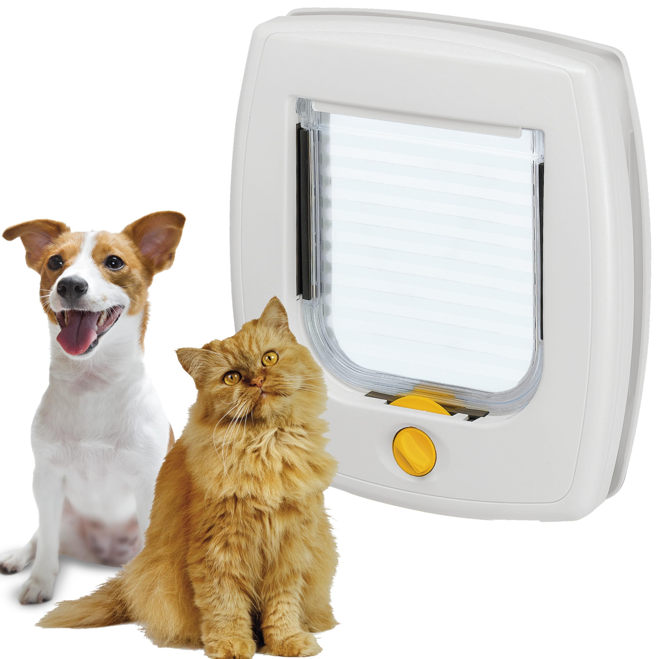 Ferplast Swing 3 Universal Cat Flap for Dogs and Cats - 2 Selectable Closing Modes - Magnetic Anti-Oscillation - Transparent Door - White