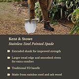 Kent & Stowe Stainless Steel Pointed Spade with Extended Shank & Tread view 2