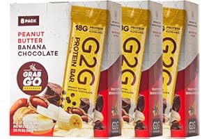 G2G Protein Bar, Peanut Butter Banana Chocolate, Healthy Snack, Delicious Meal Replacement, Gluten-Free, Clean Ingredients, Refrigerated for Freshness, 24 Count (3 Packs of 8)