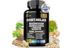 DLNIA Super Calm Cortisol Supplement with Magnesium Glycinate, Ashwagandha KSM-66, L-Theanine, Phosphatidylserine, Ginkgo Biloba & Lions Mane for Calm, Focus, Mental Clarity, Relaxation, Sleep, Energy