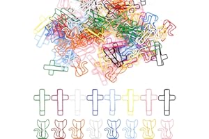 100pcs Colorful Paper Clips, Cute Cat & Bible Cross Paperclips Christian Journal Clamps Bible Study Supplies for Christian Wo