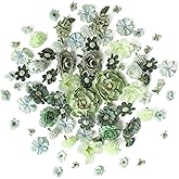 Floroom Mini Artificial Flower Heads Sage & Olive Green Fake Peony Daisy Rose Multicolor Small Faux Silk Flower Heads for Cake Craft Garland Wedding Party Graduation Cap DIY Home Decoration, 0.8"-3.6"