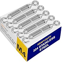 Stainless Steel Turnbuckles With Hooks - Set Of 2 - M6 Adjustable Wire Tensioners For Awnings Gardening And Clotheslines - View #2