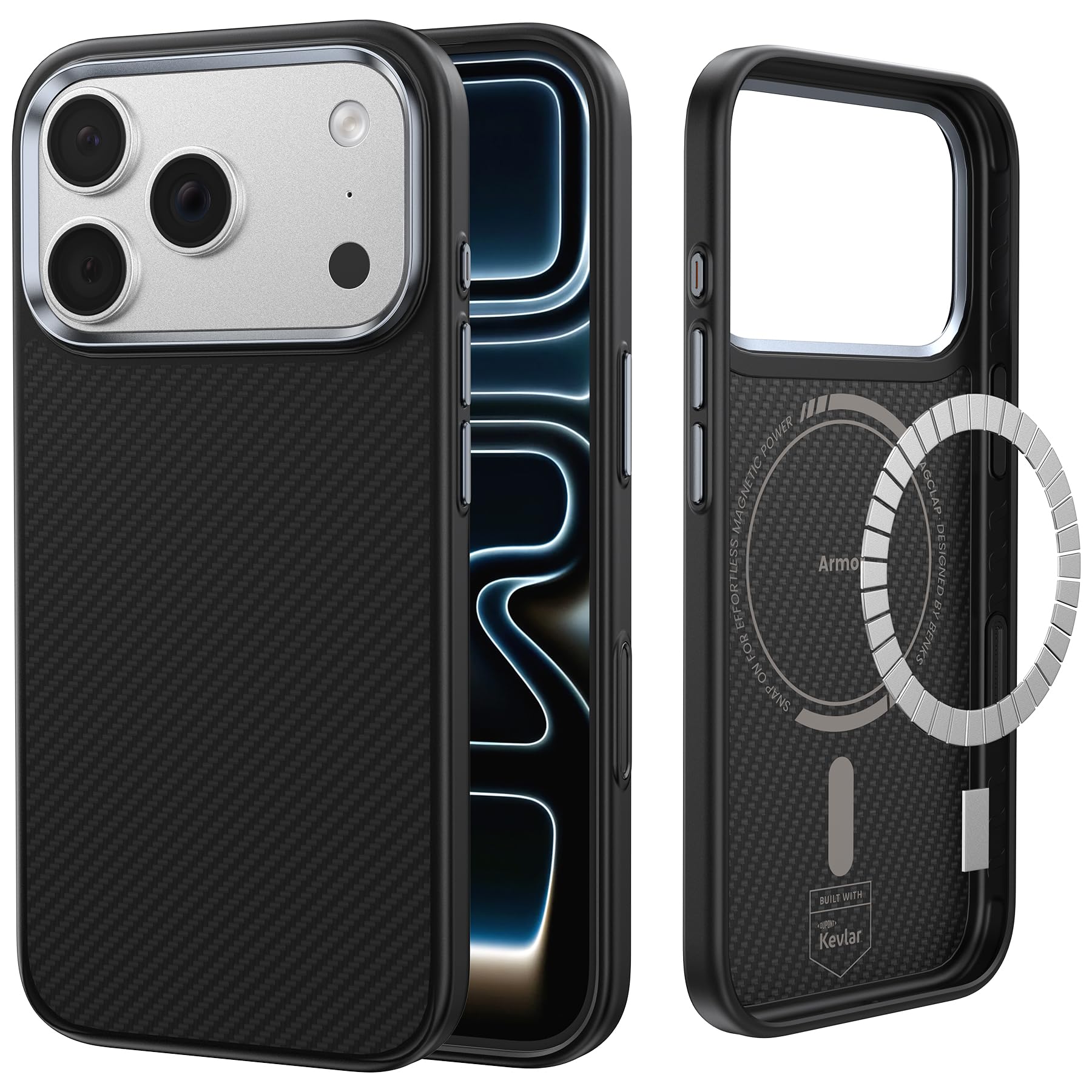 BENKS ArmorPro Case for iPhone 17 Pro with Camera Control Button, [Compatible with Magsafe] Military Grade Protective Case Built with Dupont Kevlar 600D Aramid Fiber