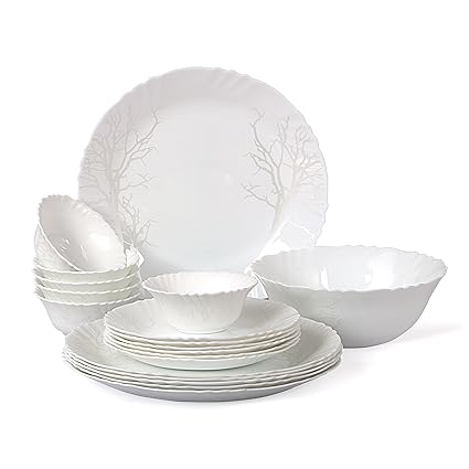 Cello Imperial Winter Frost Opalware Dinner Set, White