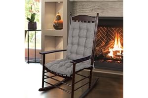 ELFJOY Solid Color Cozy Sanding Fabric Rocking Chair Cushions -Rocker Chair Pad Set Grey