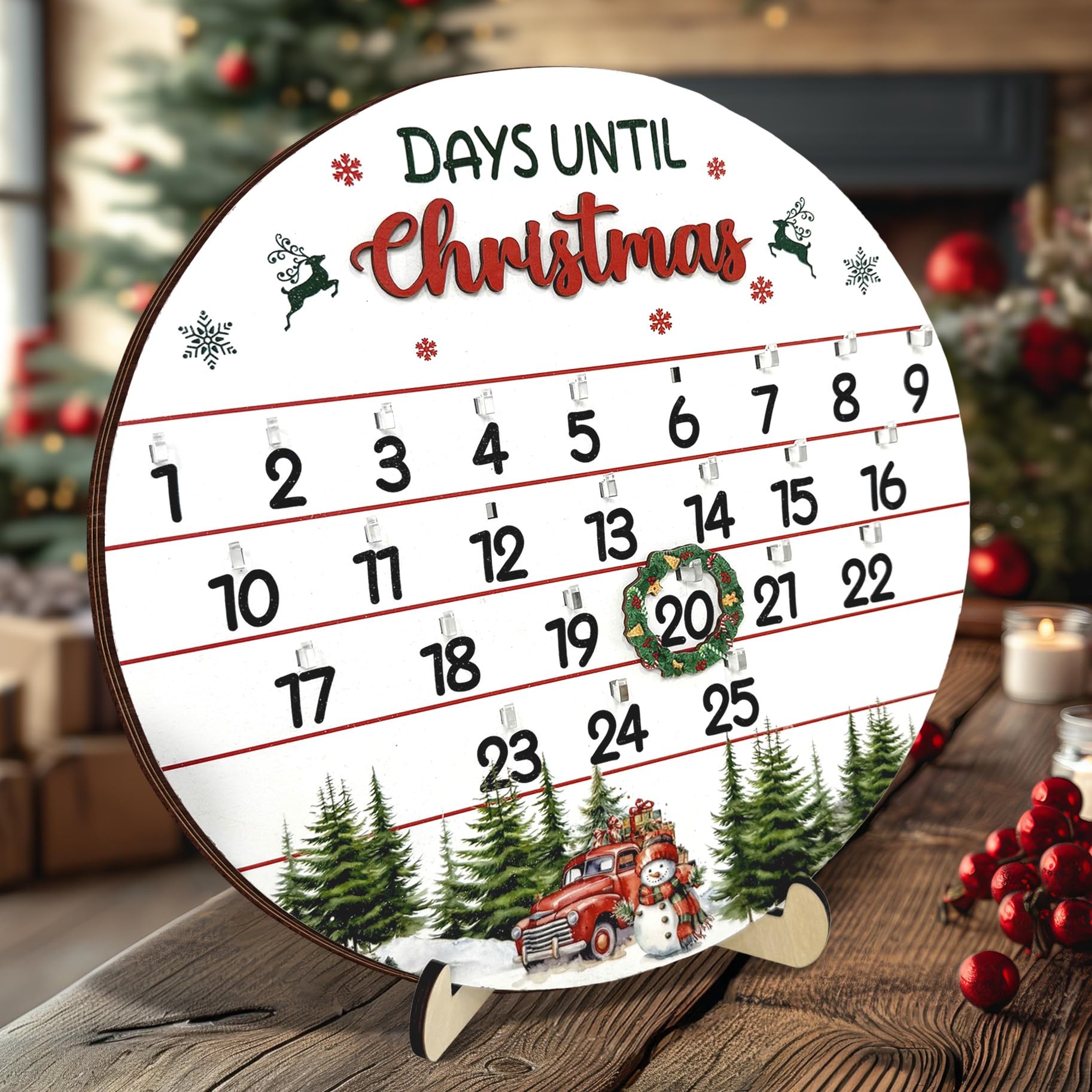 Photo 1 of **small damage**10.5'' Wooden Christmas Countdown Advent Calendar 2025 Day Until Xmas Decorations Wall Hanging Table Home Decor Welcome Door Sign Calendar Number Date Christian Holiday Gift HU-FR11-B