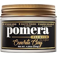 Pomera Concrete Hair Clay, 4.25oz, Strong Hold, Matte Finish, Cement Clay, Water Soluble, No Shine, Pomera Premium