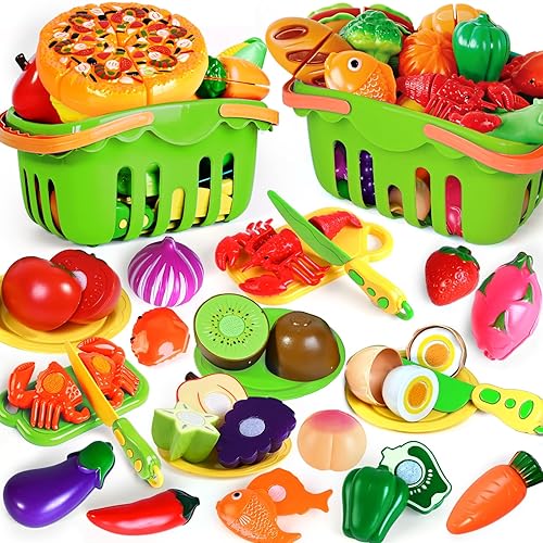 Amazon Cooking Toys For Girl 100 PCS Cutting Play Food Toy For