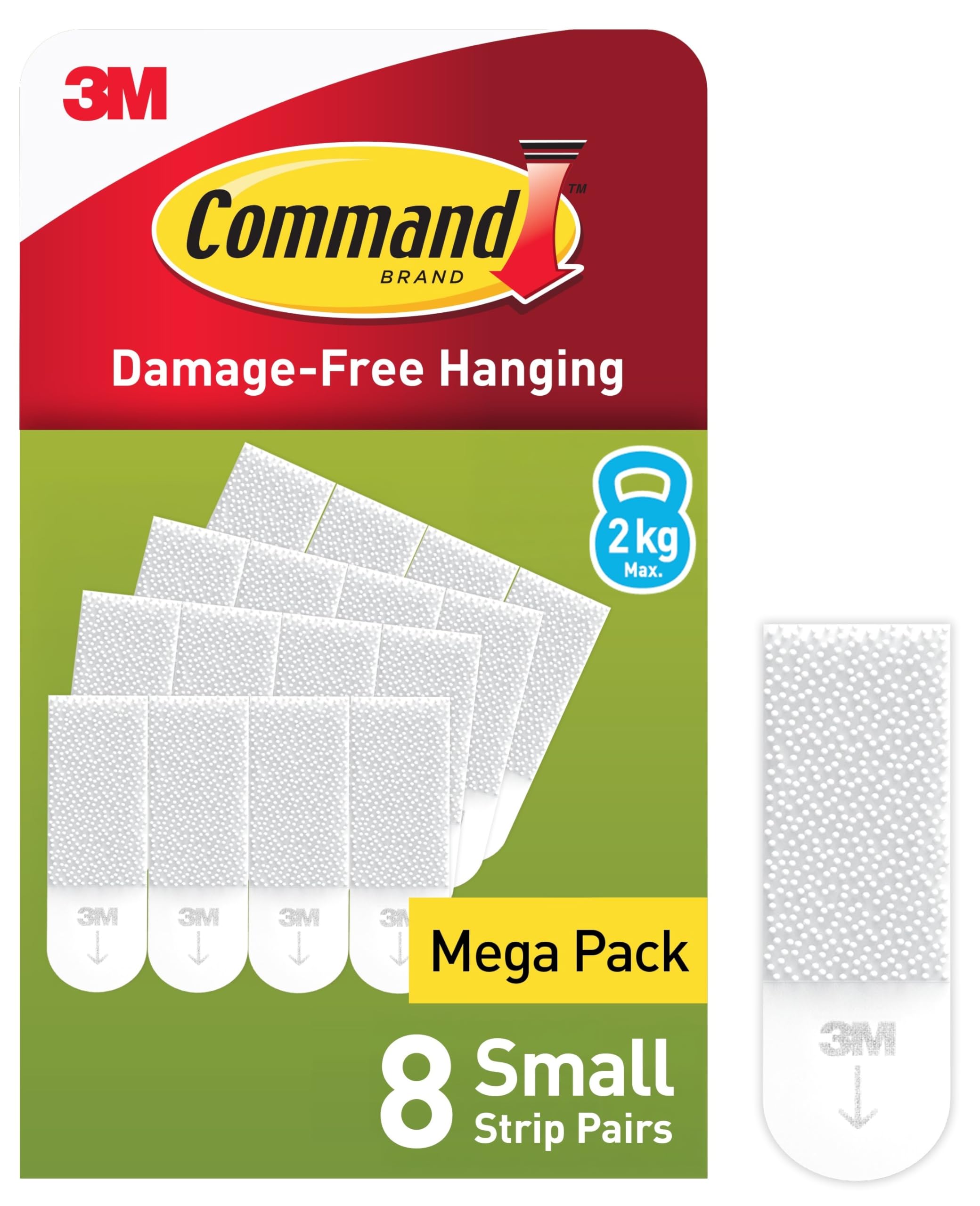 Command Small Picture Hanging Strips, Value Pack - 8 Pairs (16 Strips) Adhesive Strips in White - For Pictures, Frames, Mirrors, Wall Decor - Damage Free Hanging