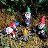 Tirifer 4Pcs Miniature Garden Gnome Set, Wizard Gnome 3D Dwarves Fairy Garden Gnome Statue Kit, Mini Outdoor Sculpture Garden Figurine Decoration for Lawn Yard Balcony Porch Patio