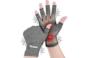 TFUSOM Compression Gloves Arthritis Gloves for Women for Pain,Fingerless Compression Wrap for Hand Pain and Osteoarthritis，Anti-Slip，Unisex,M,DarkGrey