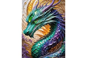mrpwnle Diamond Painting Kit for Adults, 5D Colourful Dragon Diamond Art Kit Full Drill Coloured Diamond Painting Dragon Kit Beginners, Animal Gem Art, Gift Home Wall Decor(12x16inch)
