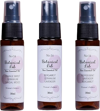 Amazon Botanical Lab アロマ スプレー エアーフレッシュナー ウーマンズパワーズ ３本 セット ベルガモット ゼラニウム ラベンダー 30ml 3 Botanical Lab アロマオイル