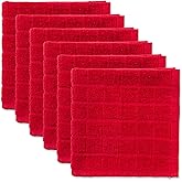 DII Basic Terry Collection Solid Windowpane Dishcloth Set, 12x12, Red, 6 Piece
