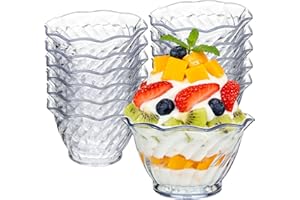 SIBAO 12 Pack 6oz Plastic Dessert Cups,Unbreakable Acrylic Ice Cream Sundae Bowls,Small Clear Appetizer Serving Cup for ice c