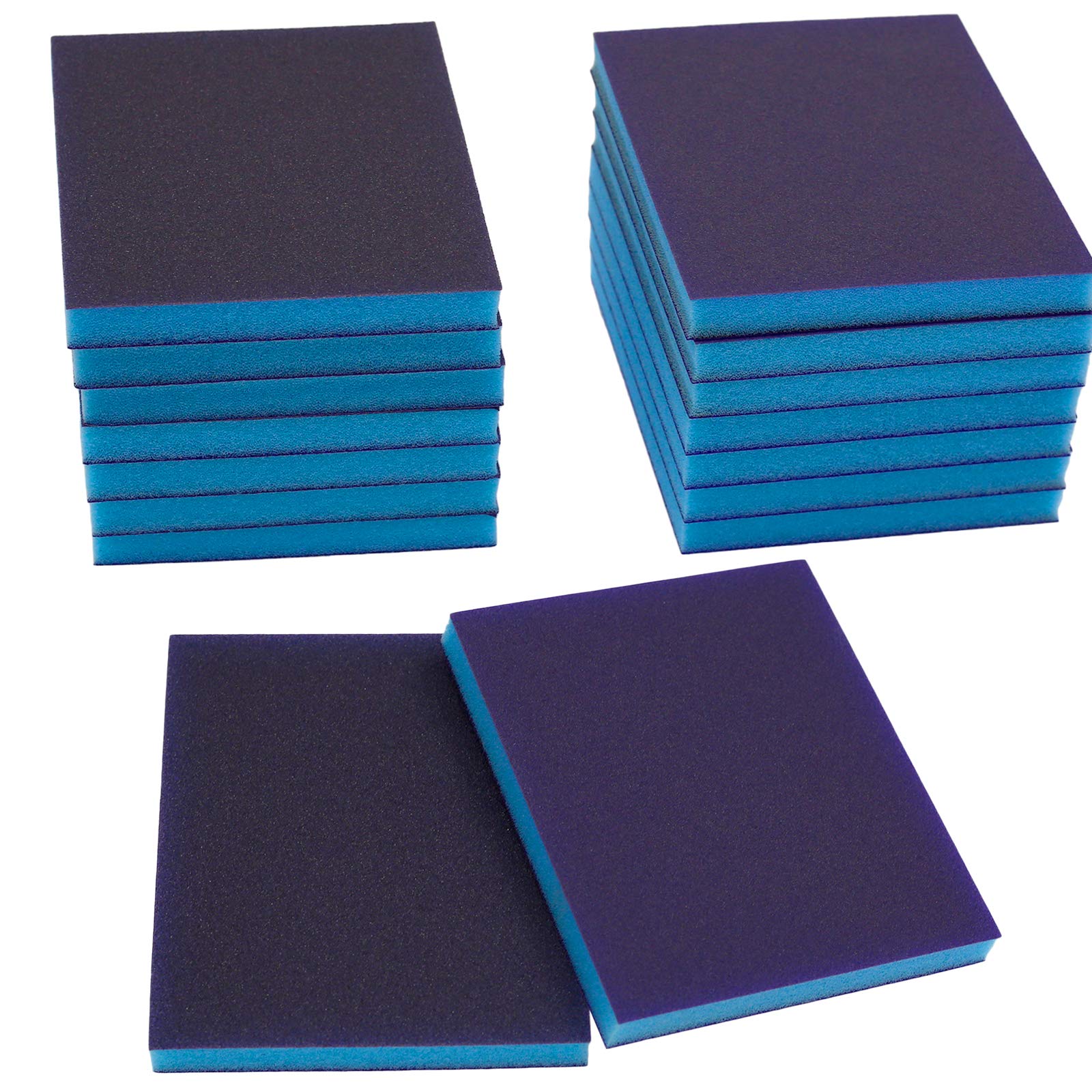 BokWin 16Pcs Sanding Sponge 120 Grit/ 220 Grit Sanding Blocks, Washable and Reusable Sand Sponge Kit (Assortment Grade, 8Pcs 320-400 Grade, 8Pcs 800-1000 Grade)