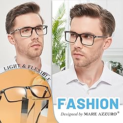 MARE AZZURO Large Square Reading Glasses +1.25 Men
