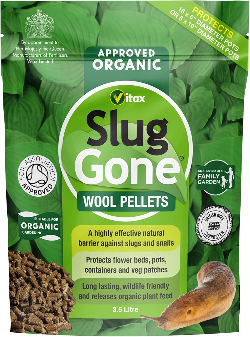 Vitax Slug Gone Wool Pellets 3.5L Organic Slug Barrier Garden Soil Care