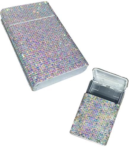 glitter cigarette box Handmade Bedazzled - Unique Bling Tobacco Holder Customizable Rhinestone Gift (tobacco Free) *SEND OWN Case-read Description* the thickness is 2.8cm Glittery Cigarette Cases | Clear