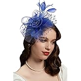 Cizoe Fascinators Hat for Women Tea Party Headband Kentucky Derby Wedding Flower Cocktail Mesh Feathers Hair Clip