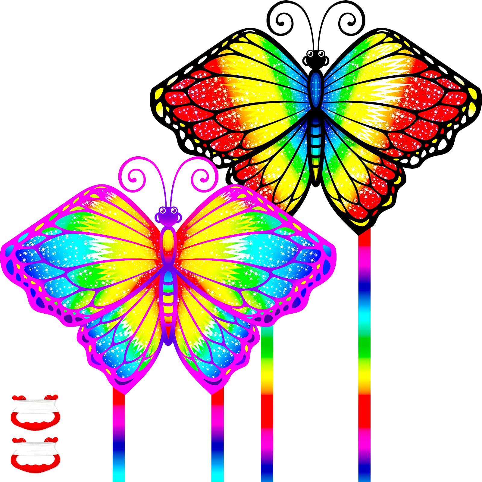 Kite,2 Pcs Butterfly Kites for Kids & Adults, Beginner Kite for Kids Ages 4-8, Large kites Easy to Fly for Beginners, Perfect Flying Toys for Beach Outdoor Activities & Family Trip