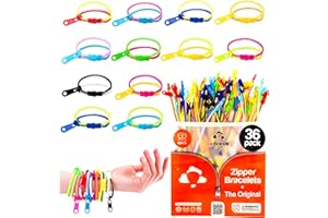 UpBrands Quiet Fidget Toys Party Favors for Kids, Friendship Zipper Bracelet 7 1/2” Sensory Bulk Set, Kit for Valentines, Birthday Goodie Bags, Easter Egg & Pinata Fillers, Student Incentive (36 Pack)