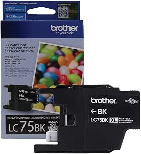 Brother LC75BK - Cartucho de tinta negra de alto rendimiento, tinta negra  de repuesto, rendimiento de hasta 600 páginas, LC75 : Productos de Oficina  - Amazon.com