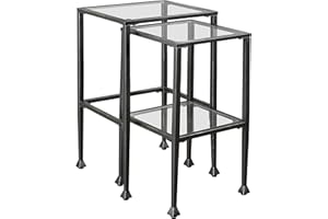 Coaster Home Furnishings Leilani 2-Piece Glass Top Nesting Tables Black