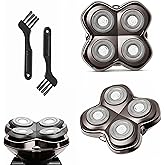 2Pack Professional Replacement Heads for Skull Shaver Pitbull Gold Pro, Silver PRO, Platinum PRO, Butterfly Kiss PRO, Diamond PRO Series… Floating 4 Heads for a Fast, Close and Smooth Shave