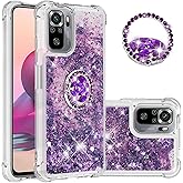 CCSmall Case for Xiaomi Redmi Note 10 4G (Not 5G)/Redmi Note 10S with Creativity Clear Quicksand Glitter Flowing Floating Soft w/Stand Bling Diamond Sparkle Phone Case for Redmi Note 10S LSZ Purple