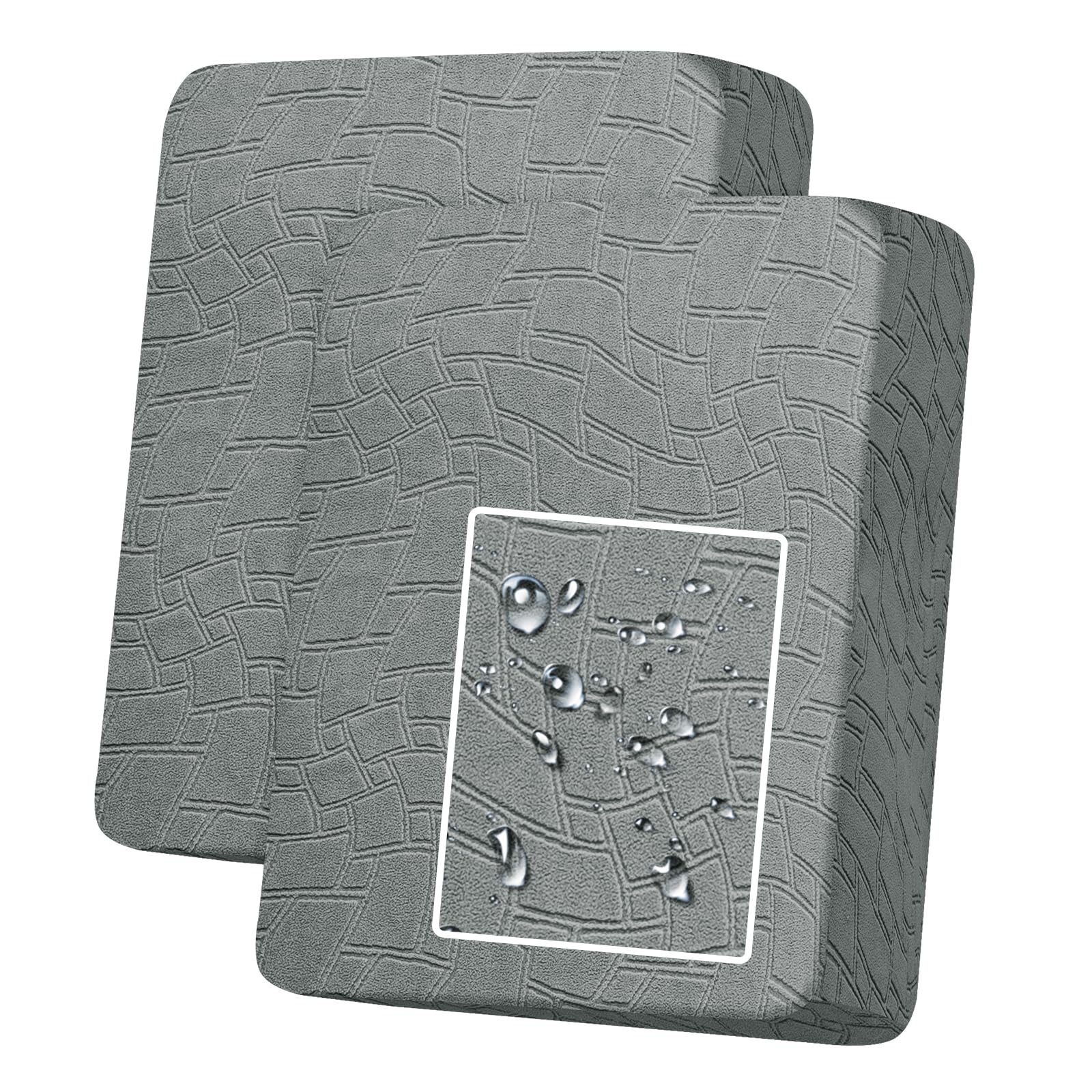 MAXIJIN Waterproof Sofa Seat Cushion Cover Jacquard Sofa Seat Cover Non-Slip Couch Seat Slipcover Protector Replacement for Individual Cushion with Elastic Bottom (Light Grey, 1 Seater*2)