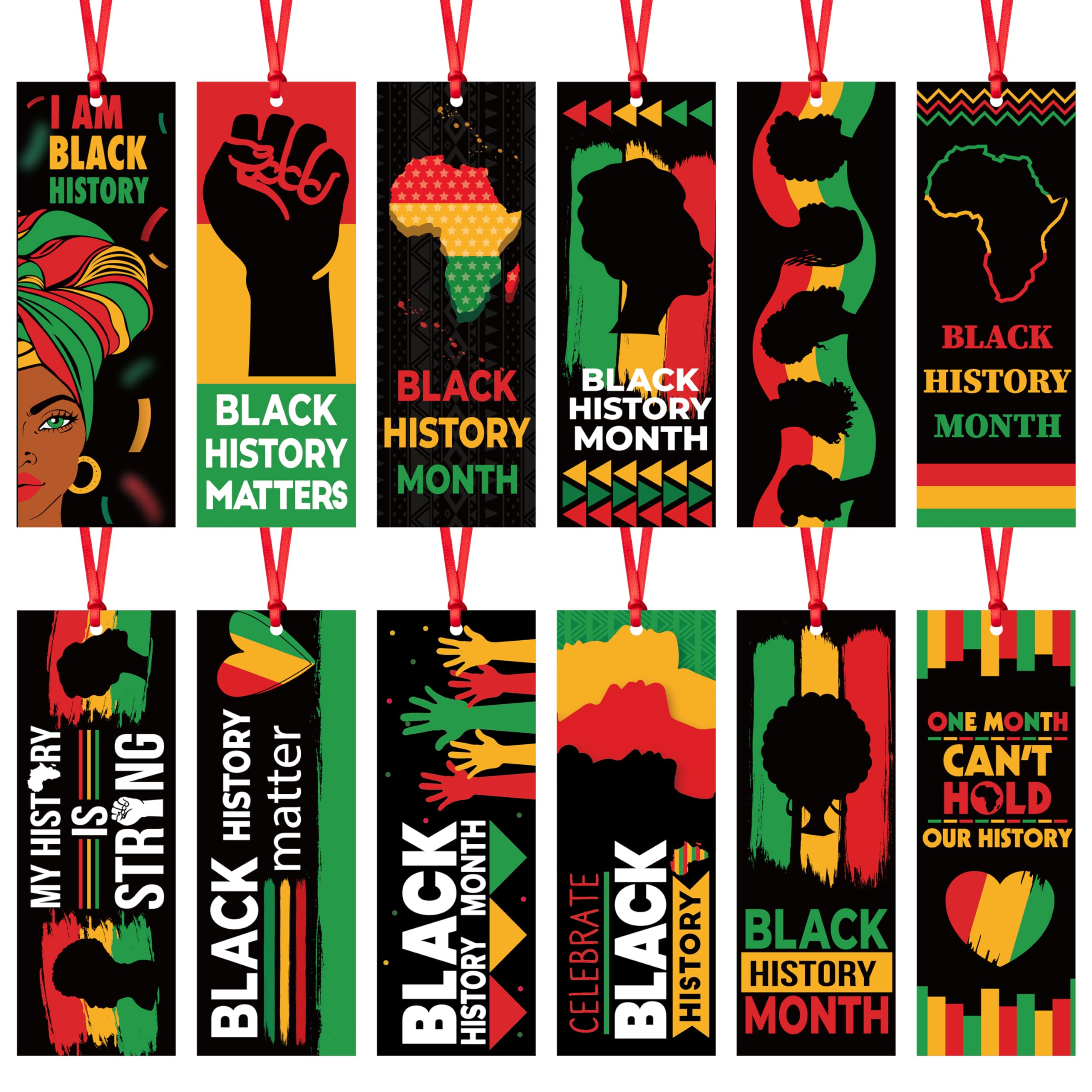 Haooryx Black History Month Bookmarks - 240Pcs