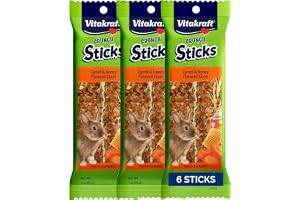 Vitakraft Crunch Sticks Rabbit Treat - Triple-Baked Rabbit Chews with Natural Wood Center - Crunchy & Nutritious Treats for Small Animals (Carrot and Honey, Pack of 6)