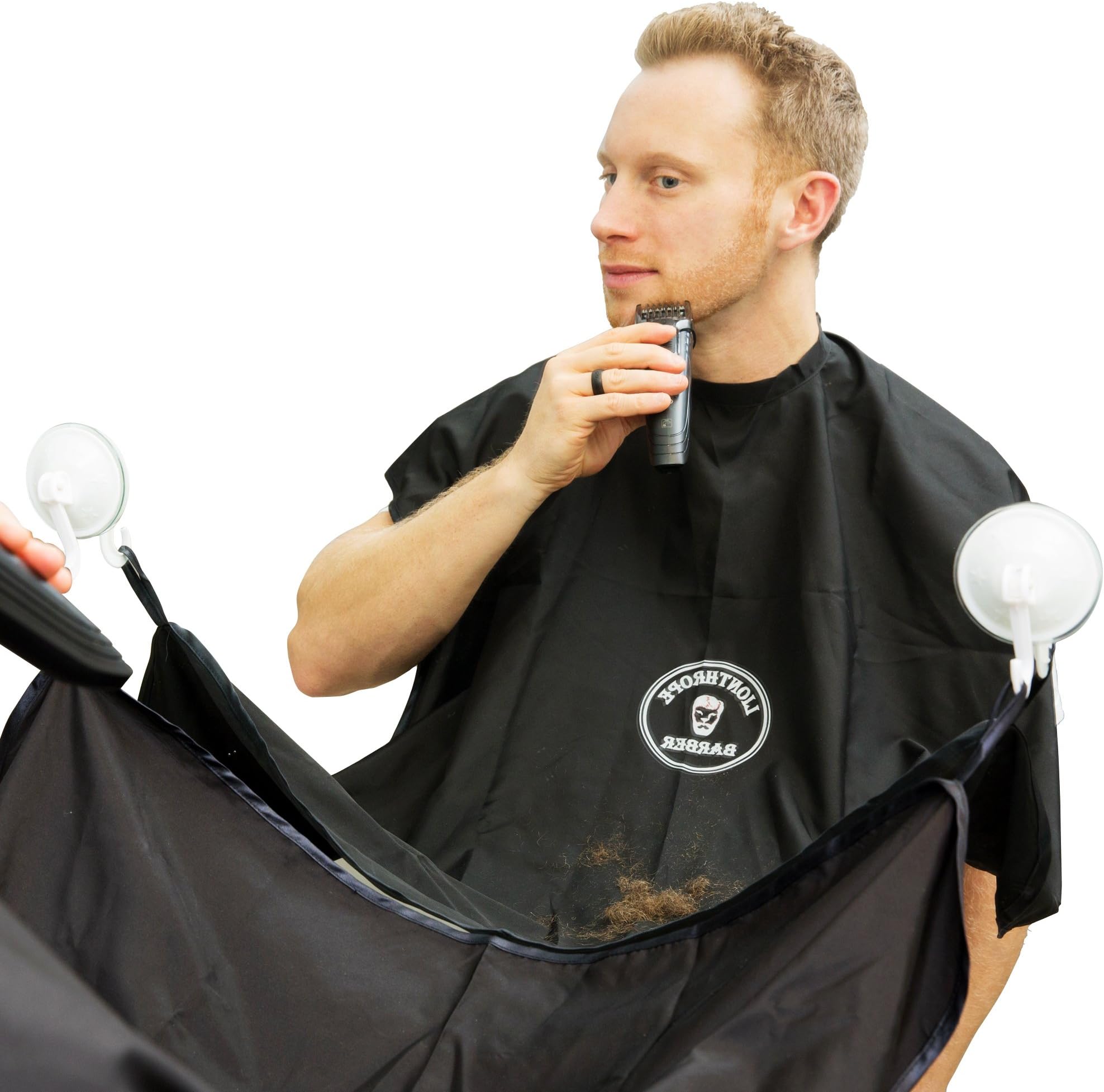 Beard Bib with Suction Cups for Shaving Cutting Capes Trimming Apron Hair Clippings Catcher Liners by Lionthrope