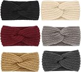 DRESHOW 6 Pieces Women Warm Knitted Headband Winter Ear Warmer Crochet Head view 2