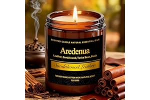 AREDENUA Sandalwood Leather Candle – Masculine Candles for Men, Manly Soy Candle with Rich Leather & Warm Sandalwood Aroma, Long Lasting Scented Candles for Home, Office, Lounge, Gift for Him