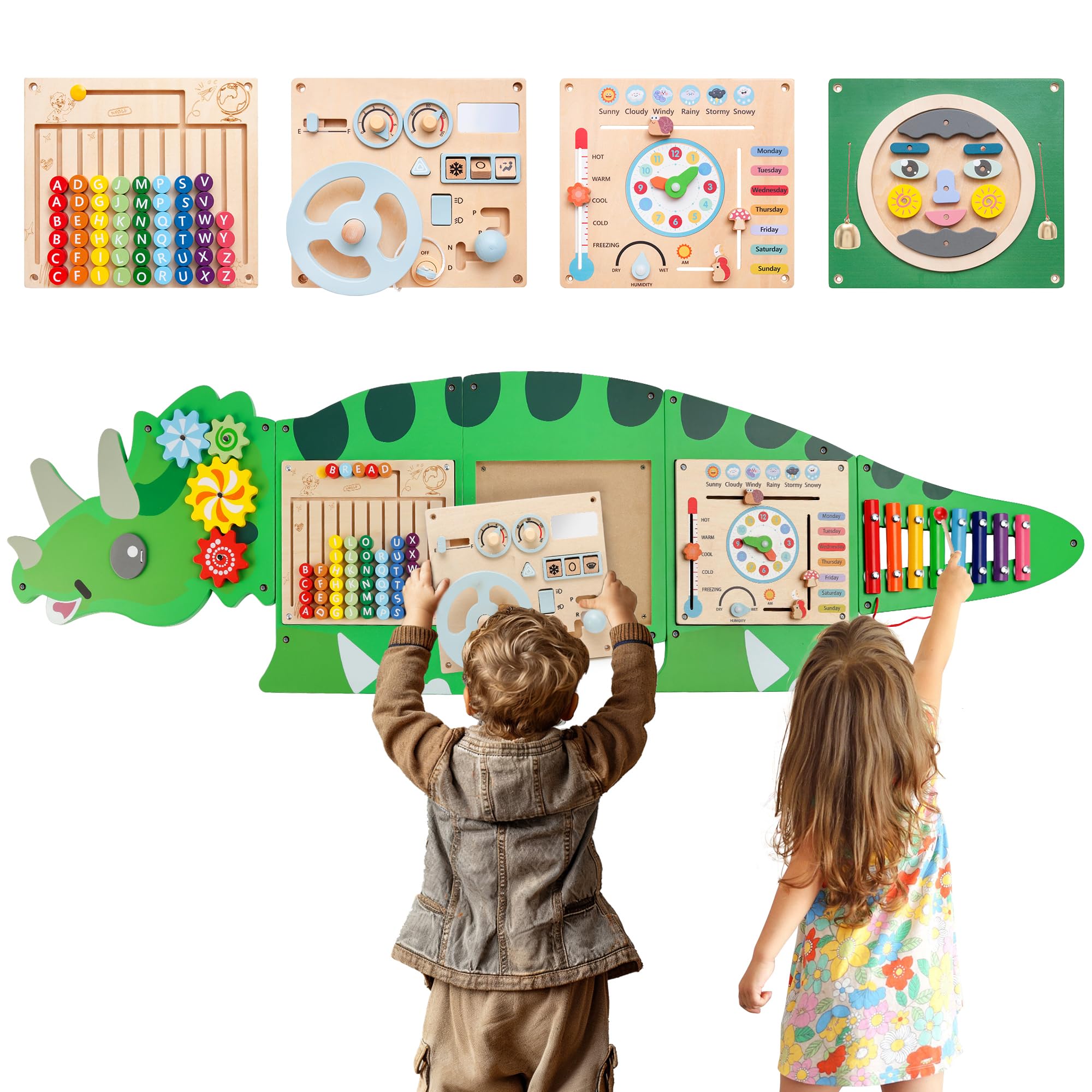 MONT PLEASANT Montessori Busy Board Dinosaur Educational Toy, 4 ...