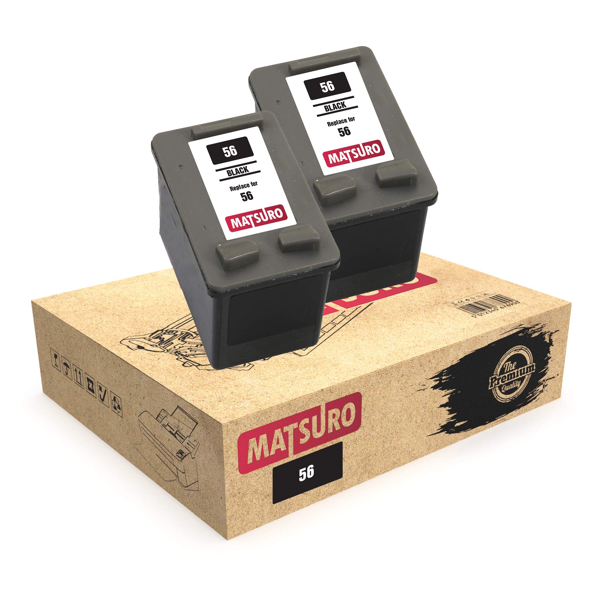 Matsuro Original | Compatible Remanufactured Ink Cartridges Replacement for HP 56 (2 BLACK)
