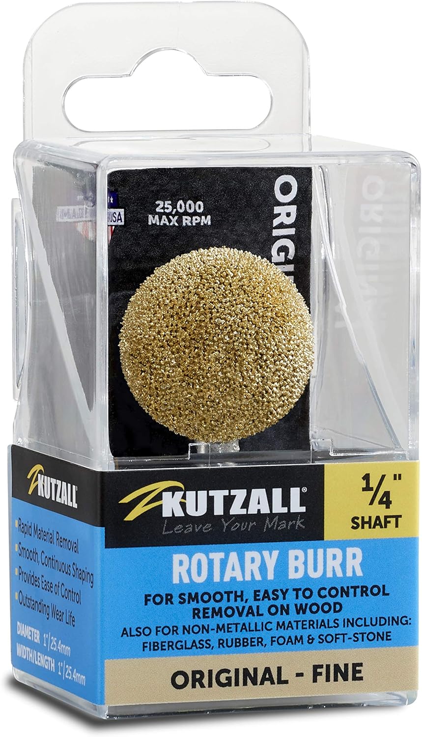 Kutzall Original Sphere Rotary Burr, 1⁄4" Shaft, Fine, Woodworking Attachment for Bosch DeWalt, Milwaukee - Image 3